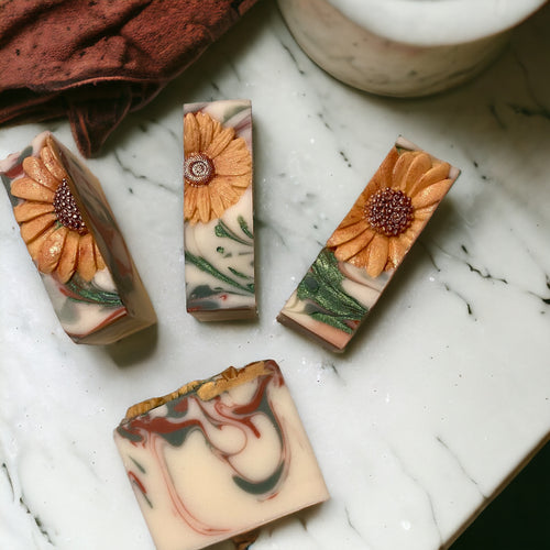 Handcrafted Sunflower Scented Cold Process Soap - Natural Beauty Essentials